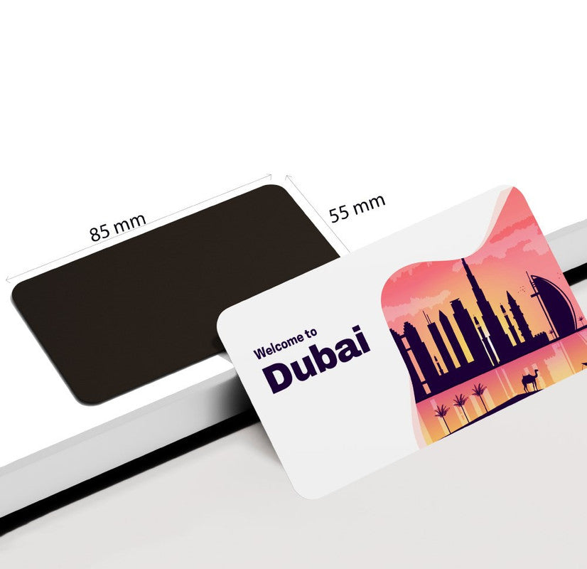 dhcrafts Rectangular Rubber Fridge Magnet / Magnetic Card Multicolor Dubai D1 Design Pack of 1 (8.6cm x 5.4cm)